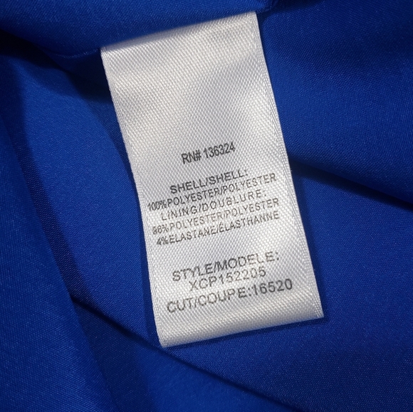 H By Halston Blue Chiffon Shift Dress Size 14 Flutter Bodice Keyhole Back Lined - Picture 11 of 15